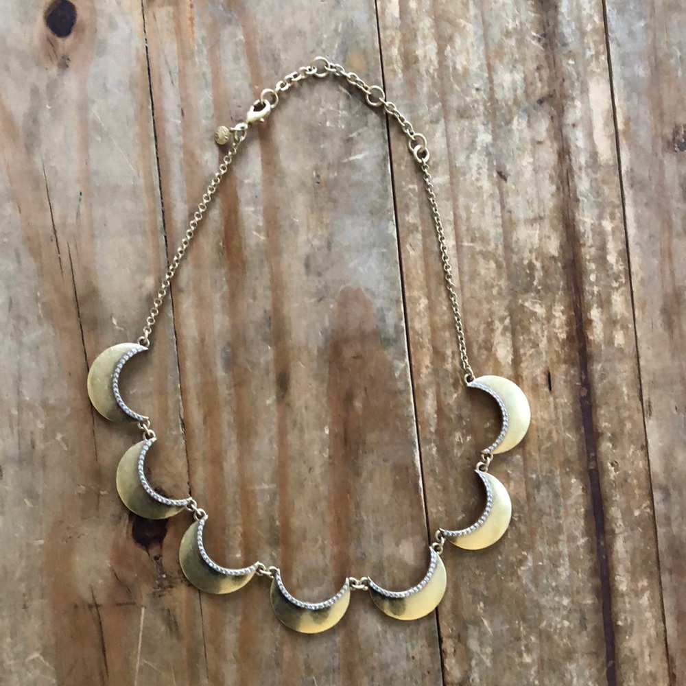 J.Crew Brass Necklace with rhinestone accent
